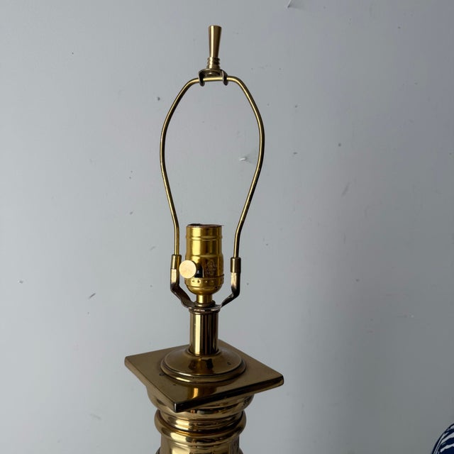 Late 20th Century Late 20th Century Nautical Brass Column Table Lamp For Sale - Image 5 of 10