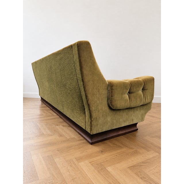 Vintage Green Velvet and Wood Sofa, 1950s For Sale - Image 6 of 9