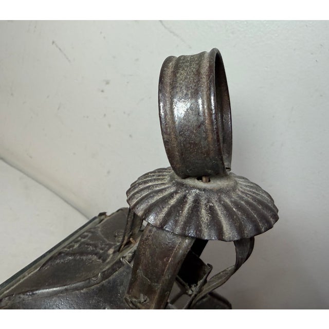 19th Century Rare Antique Early 19th Century French #1 Steel Glass Candle Holder Lantern For Sale - Image 13 of 16