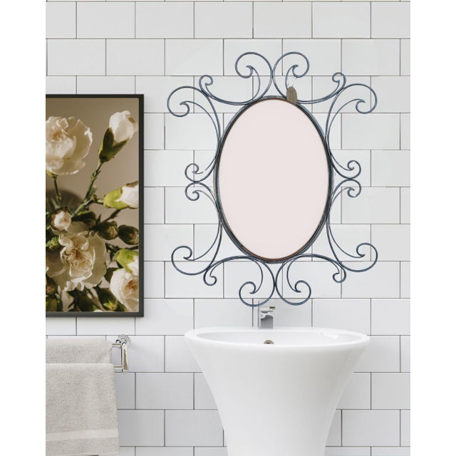 1980s Silver Metal Mirror With Scroll Work For Sale - Image 5 of 18