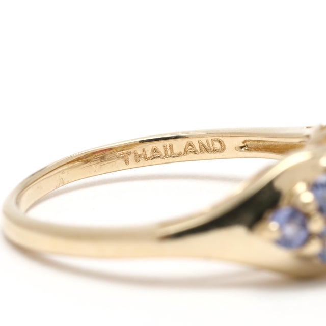1.71ctw Pink Tourmaline & Tanzanite Ring, 14k Yellow Gold, Ring Size 4.5 For Sale In Greensboro - Image 6 of 7