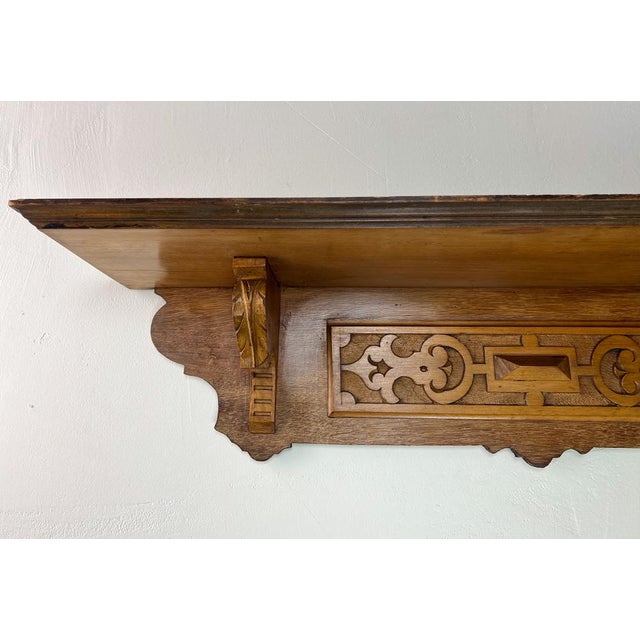 Antique Art Nouveau Wall Shelf in Carved Hard Wood, 1900s For Sale - Image 13 of 17