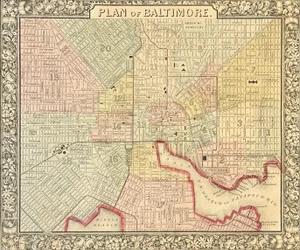 Baltimore, Original Engraving by Samuel Mitchell, 1863