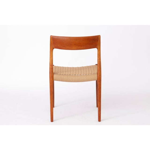 Mid-Century Modern Model 77 and 57 Dining Chairs in Teak and Cord by Niels Otto (N. O.) Møller for j.l. Møllers, Denmark, 1960s, Set of 6 For Sale - Image 6 of 8