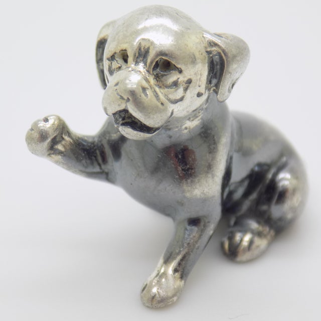 Metal Vintage Italian Genuine Silver 800 Puppy Dog Figurine by Sorini, Arezzo, 1980s For Sale - Image 7 of 15