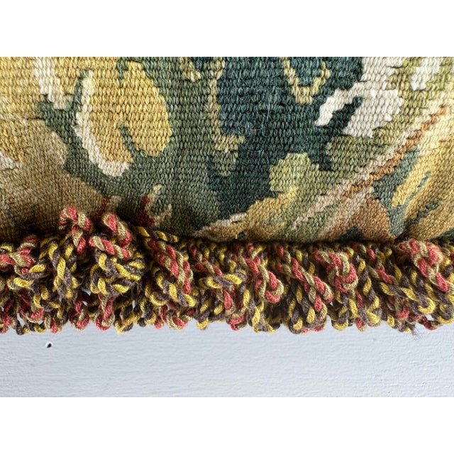 This is a late 20th century handwoven French Aubusson tapestry pillow. This beautiful tapestry has tones of forest green,...
