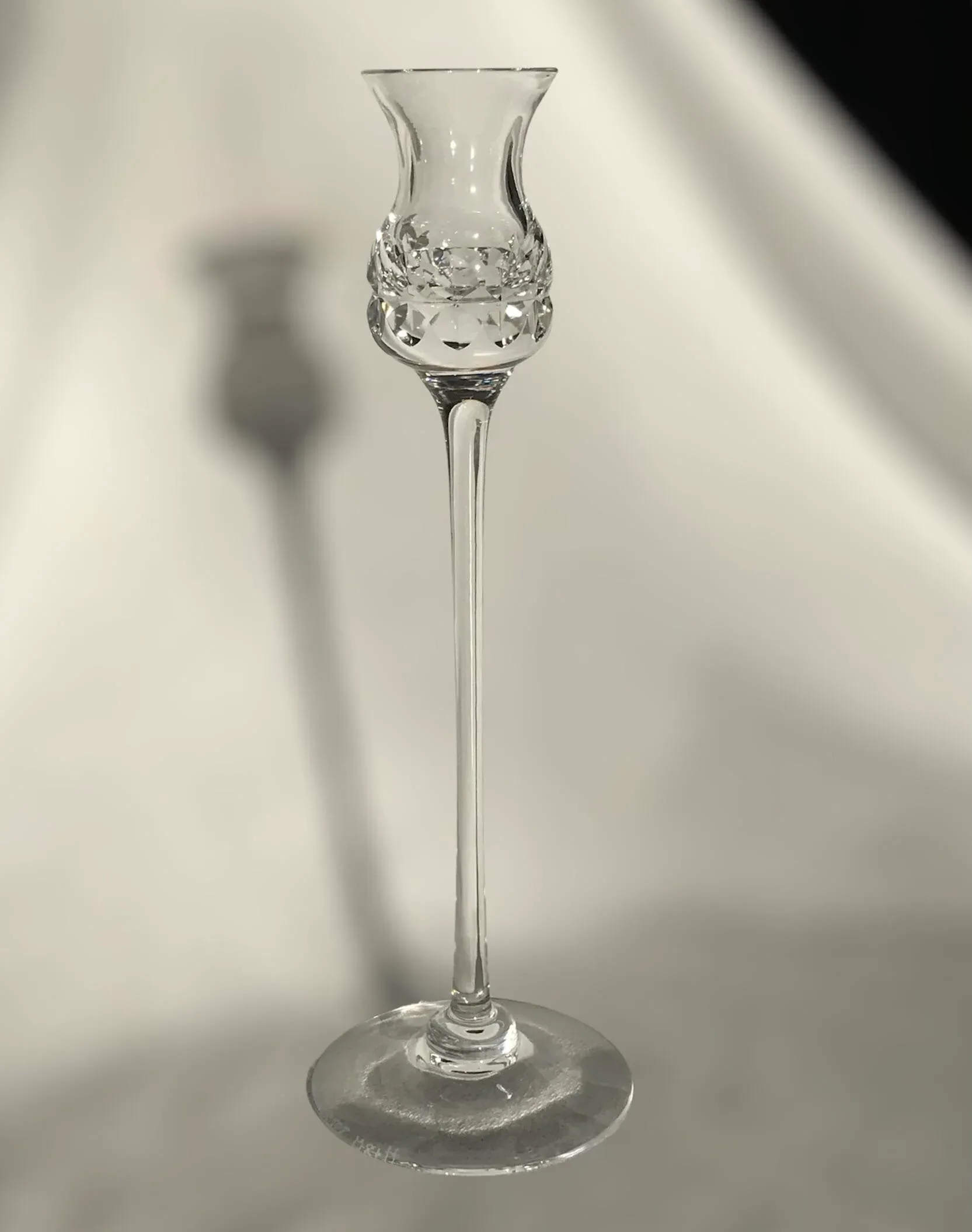 Kosta Boda Clear Crystal Signed Candlestick Prince Pattern 1982
