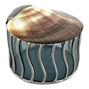 Hand Crafted Seeded Glass and Shell Box