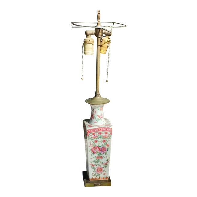 Antique Late 19th Century Chinese Famille Rose Lamp For Sale