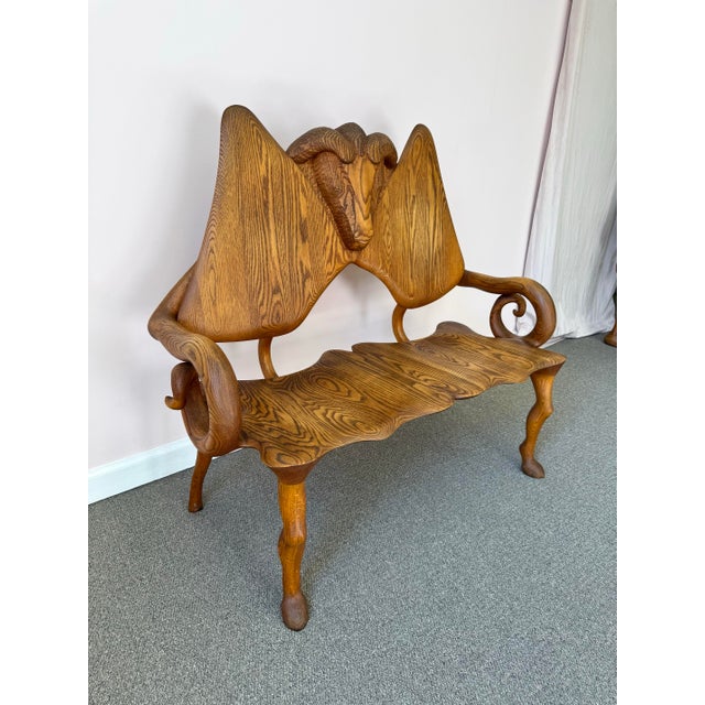 Mid-Century Modern 1980 Andrew Willner Ram Bench/Signed and Dated For Sale - Image 3 of 9