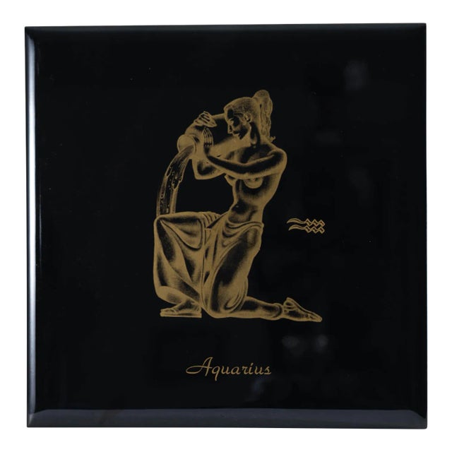 Vintage Aquarius Ceramic Wall Tile For Sale