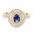 Metal 14k Gold Blue Sapphire Halo Diamond Ring Size 6 For Sale - Image 7 of 12