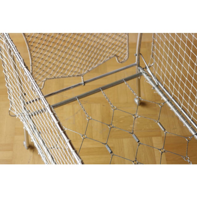 Metal Vintage Childrens Bed in Tubular Steel, Rattan and Mesh, 1960s For Sale - Image 7 of 9
