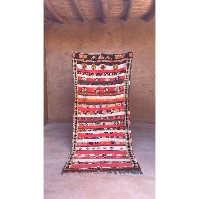 1980’s Moroccan Tribal Flatweave Wool Kilim Rug - 8.4 X 4 Ft For Sale - Image 4 of 9