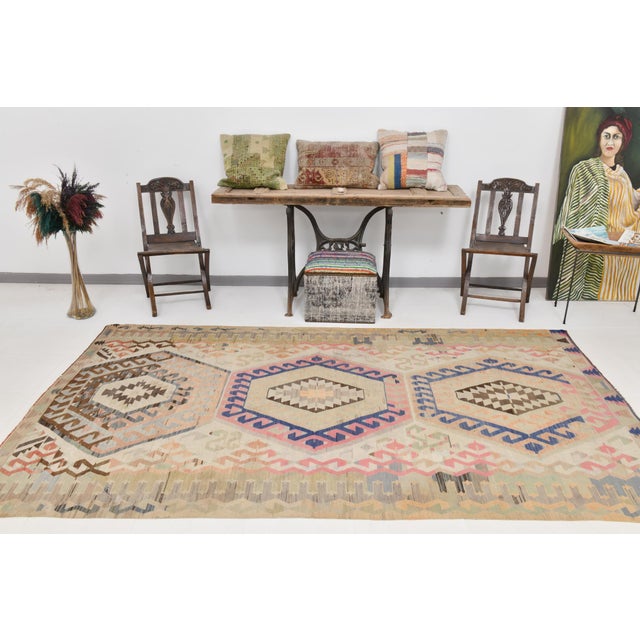Turkish Wool Kilim Rug, 1960s For Sale - Image 4 of 12