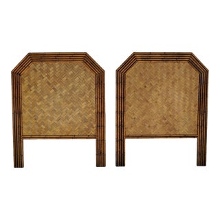 Carved Faux Bamboo Twin Headboards, a Pair - Taiwan For Sale