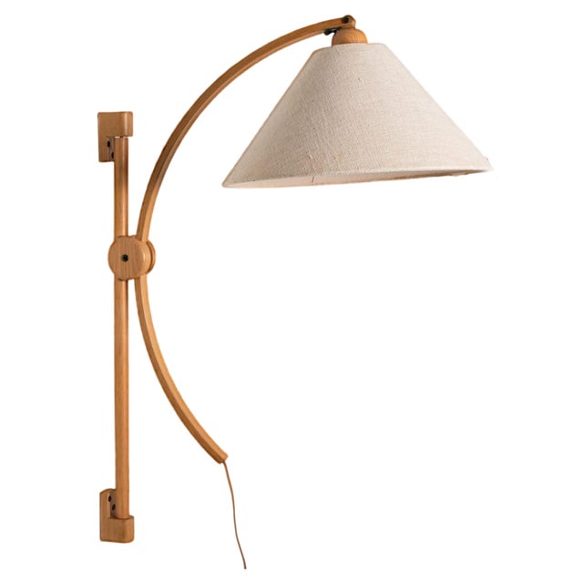 Wooden Wall Lights with Natural Shade by Domus Germany, 1970s For Sale