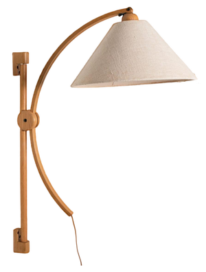 Wooden Wall Lights with Natural Shade by Domus Germany, 1970s