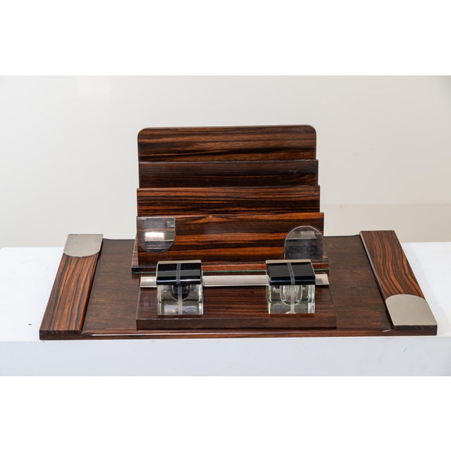 Large Art Deco Writing Set in Macassar Ebony, France, 1920s, Set of 4 For Sale - Image 4 of 8