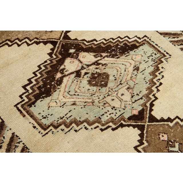 1920s Beige Antique Malayer Persian Wool Runner With Tribal Design For Sale - Image 5 of 7