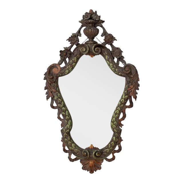 Baroque Style Carved Wood Mirror, 19th C. For Sale