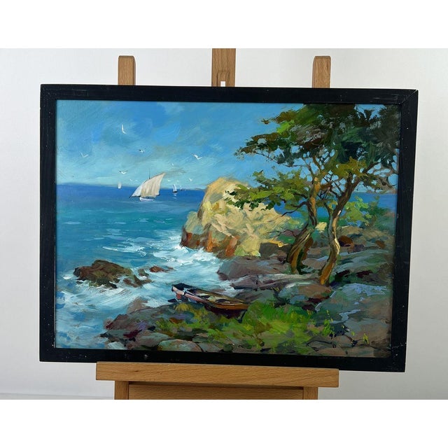 *** ABOUT THIS PAINTING *** * TITLE: ""Beautiful Sea with Ships"" * ARTISTS: Yuriy Suprunchuk * SIZE: 30x40 cm/11.81x15.74...