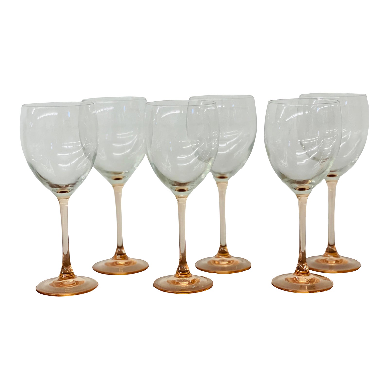 Vintage French Cristal D'Arques Pink Stemmed Wine Glasses Set of 6 Chairish