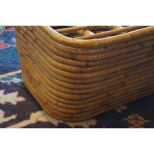 Wood 1950s Paul Frankl Style Stacked Rattan Foot Stool / Table Base For Sale - Image 7 of 11
