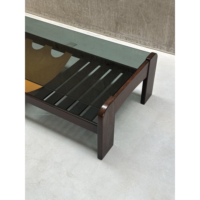 Mid-Century Modern Mid-Century Modern Wenge Magazine Holder in Smoked Glass For Sale - Image 3 of 12