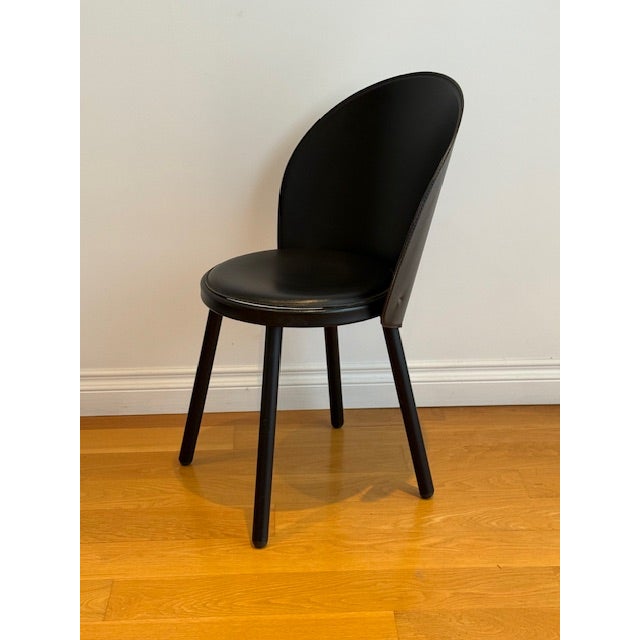 1980s Italian Design Palmira Chair for Zanotta Leather upholstered seat and leather curved backrest on simple tapered...