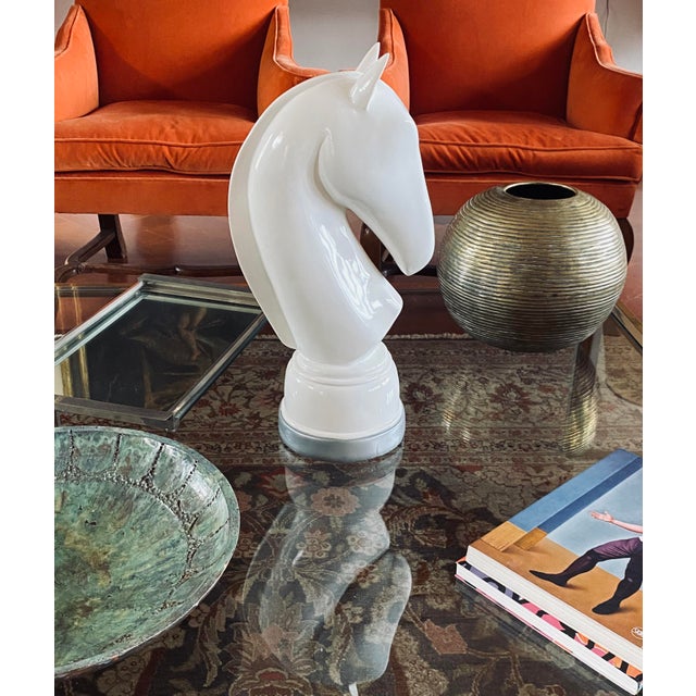 Plastic White Resin Chess Horse Sculpture, Italy 1970s For Sale - Image 7 of 10