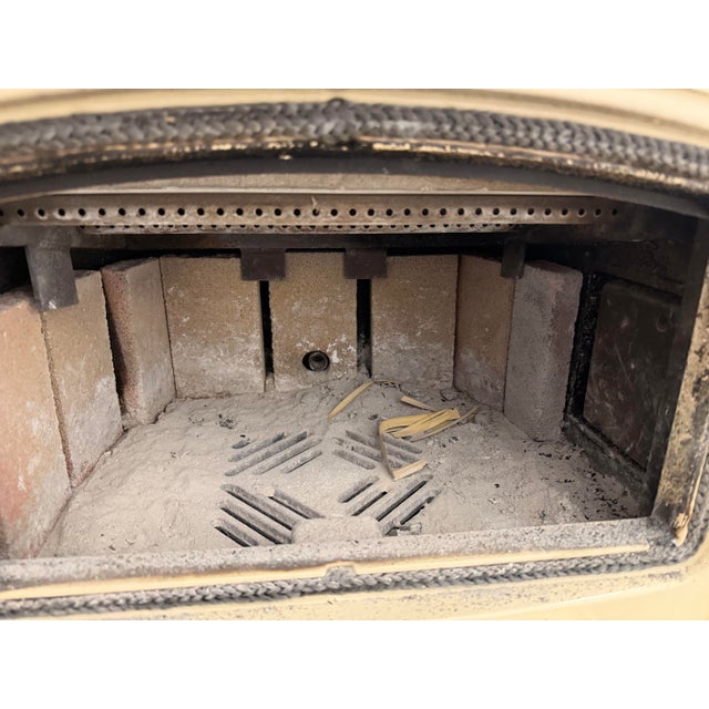 Wood Vintage 2004 Quadra Fire Yosemite Antique Style Freestanding Enameled Cast Iron Wood Stove For Sale - Image 7 of 10