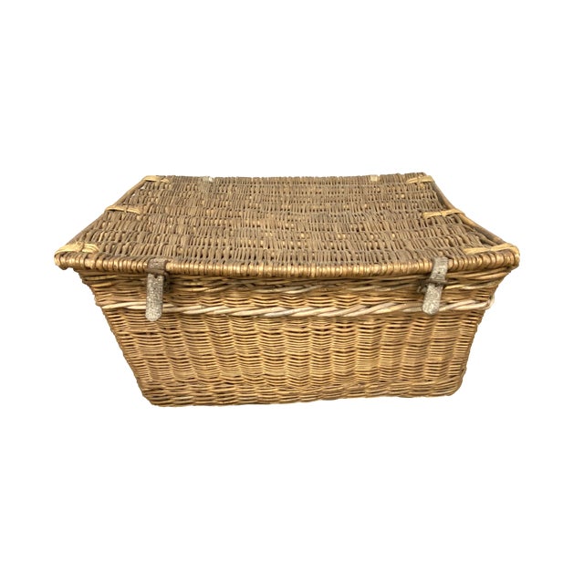 Wood 1930s French Wicker Trunk For Sale - Image 7 of 12