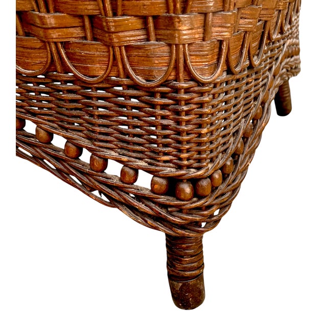 Antique 19th Century Heywood Wakefield Wicker Foot Stool Ottoman For Sale - Image 18 of 18