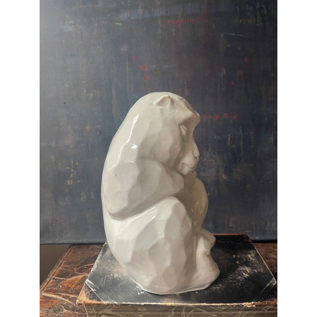 Mid 20th Century Mid 20th Century Japanese Kutani White Snow Monkey Sculpture For Sale - Image 5 of 9