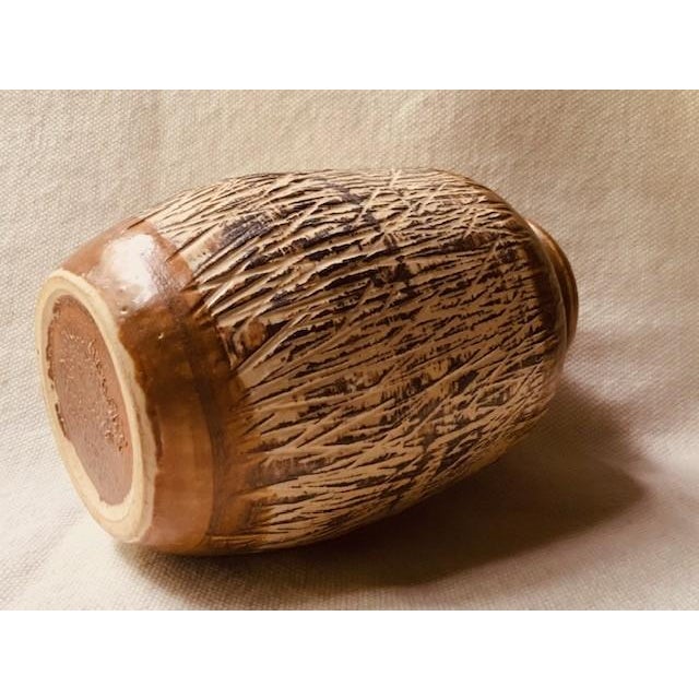 Vintage Studio Pottery Stoneware Vase, Sgraffito, Earthy Glaze For Sale - Image 10 of 18