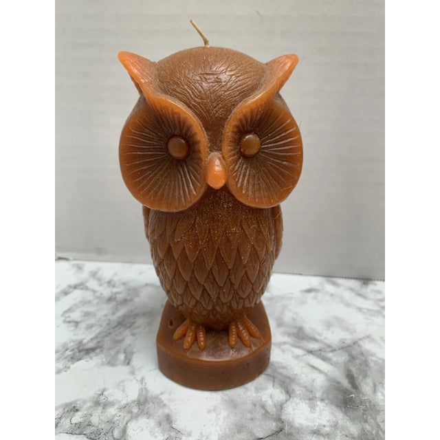 Cabin Vintage Unused Owl Tall Candle For Sale - Image 3 of 7