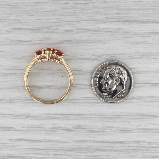 Metal 0.70ctw Fire Opal Cluster Ring 14k Yellow Gold Size 7 For Sale - Image 7 of 8
