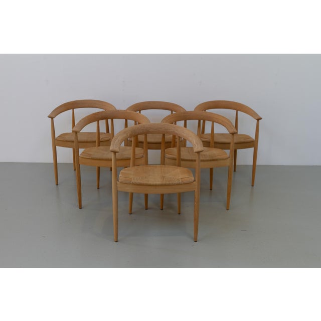 Danish Modern Oak and Paper Cord Chairs by Falsig, 1970s, Set of 6 For Sale - Image 16 of 18