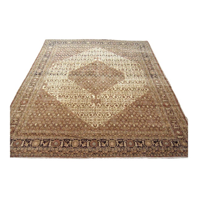 Antique Persian Tabriz Oriental Carpet in Room Size with Central Medallion For Sale