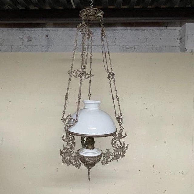 Vintage Oil Pendant Lamp, 1920s For Sale - Image 9 of 16