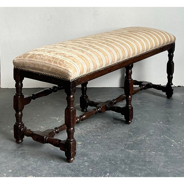 Vintage Spanish Turned Wood Bench For Sale - Image 11 of 12