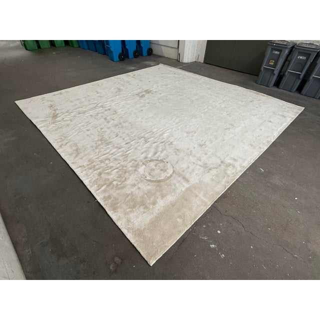 13ft 10in × 13ft 10in Rodolfo Dordoni for Minotti Dibbets Area Rug, Ecru For Sale - Image 9 of 12