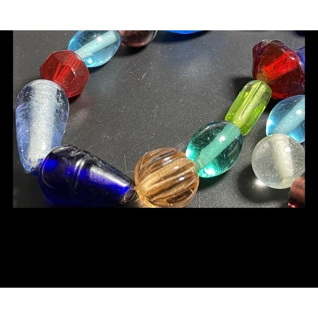 Bohemian Glass From Jablonec Nad Nisou (Formerly Gablonz) Pressed Glass Bead Necklace in Various Colors and Shapes For Sale In South Bend - Image 6 of 6