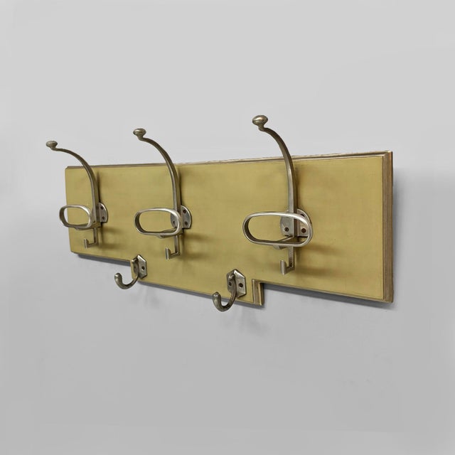 Mid-Century Modern Italian Wooden and Metal Wall Coat Rack, 1950s For Sale - Image 16 of 16