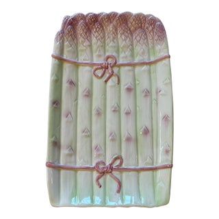Vintage Asparagus Majolica Ceramic Dish For Sale