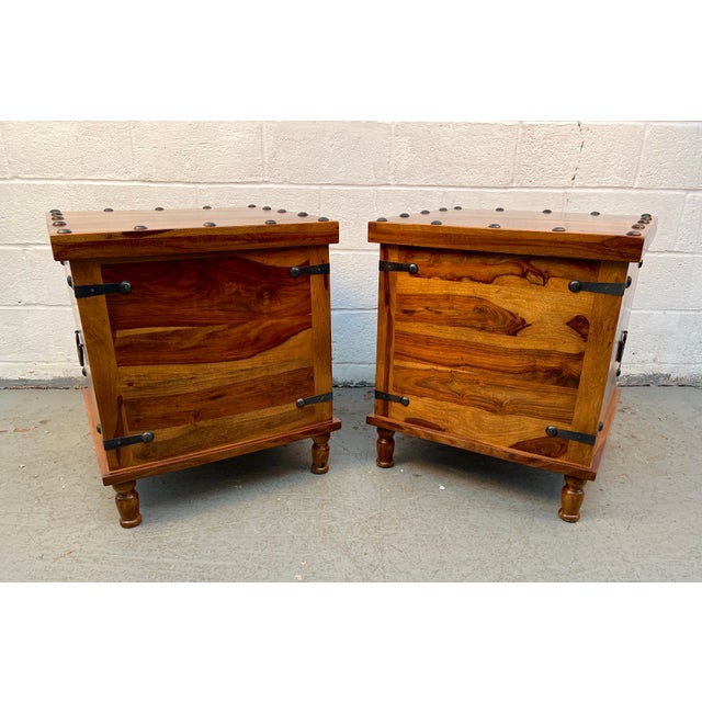 Bring warmth and functionality to your home with this beautiful set of two solid Sheesham (Indian Rosewood) storage...