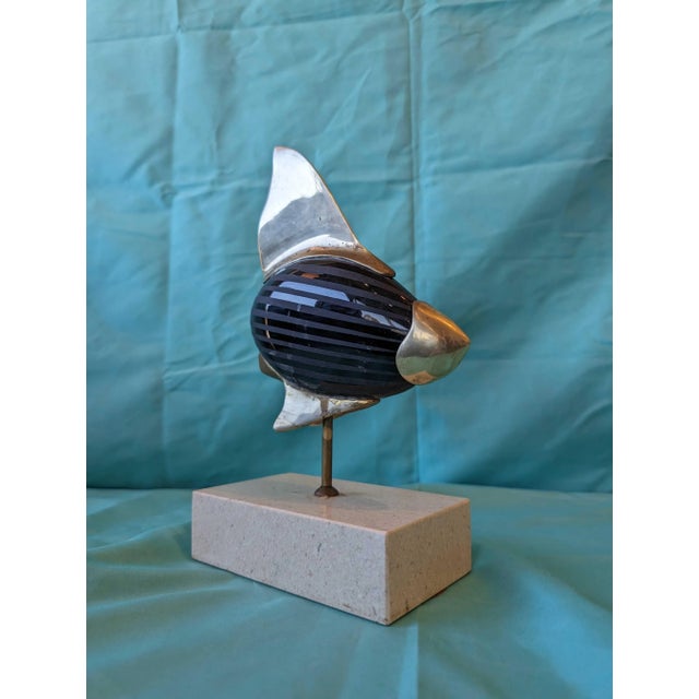 Mid-Century Modern Mid 20th Century Brass and Stone Fish Sculpture For Sale - Image 3 of 10