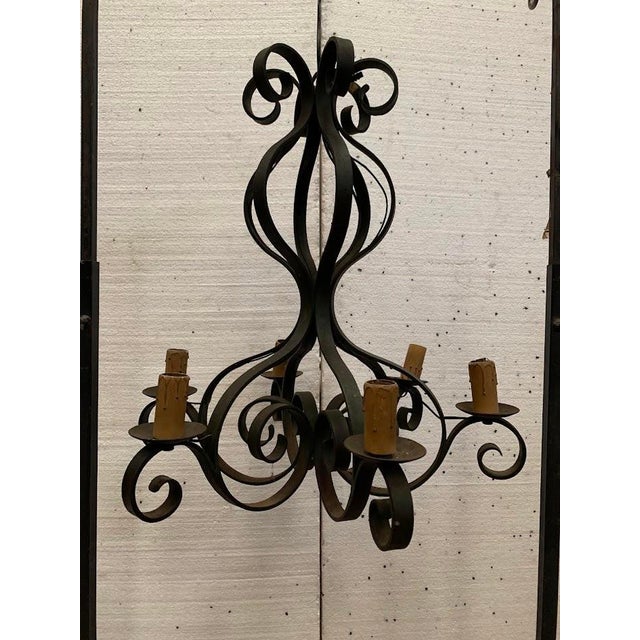 Louis XV Style Wrought Iron 6-Light Chandelier, 20th Century For Sale - Image 7 of 7