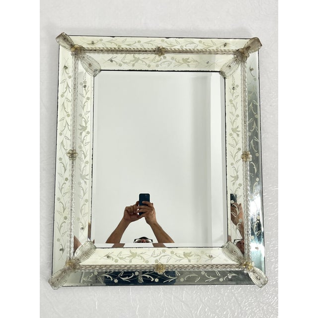 Large Mid-Century Venetian Murano Glass Mirror in the style of Ercole Barovier, 1960s For Sale - Image 12 of 12